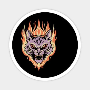 Flaming Cat Tattoo - Fierce Fire Kitty Magnet